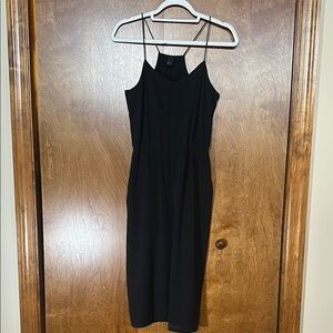 H&M Black Sleeveless Spaghetti Strap Midi Dress